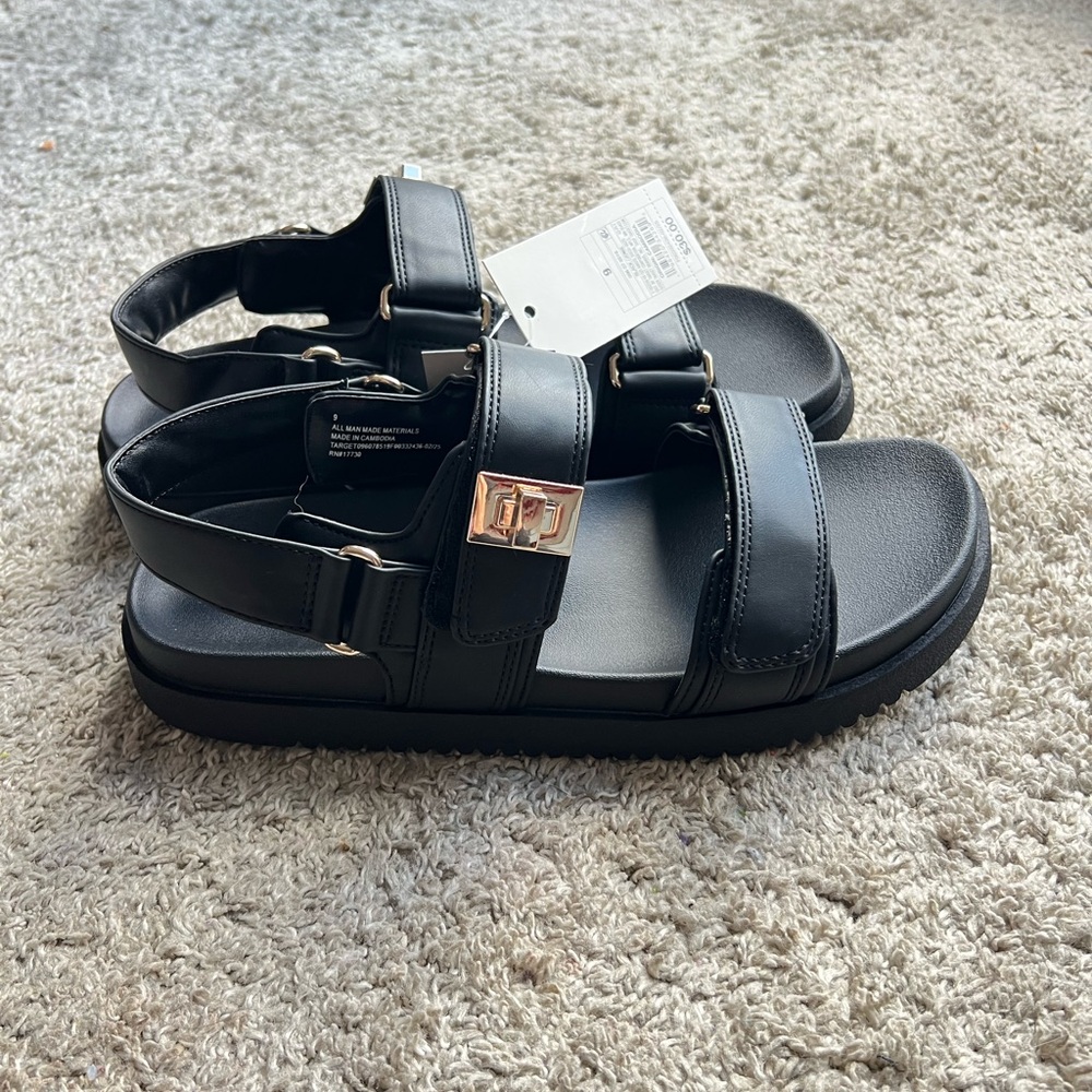 A New Day Black Strap Sandals - Picture 2 of 2